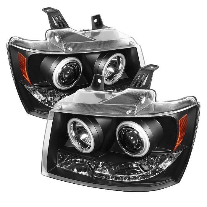 Chevrolet Avalanche Spyder Projector Headlights - CCFL Halo - LED - Black - 444-CSUB07-CCFL-BK