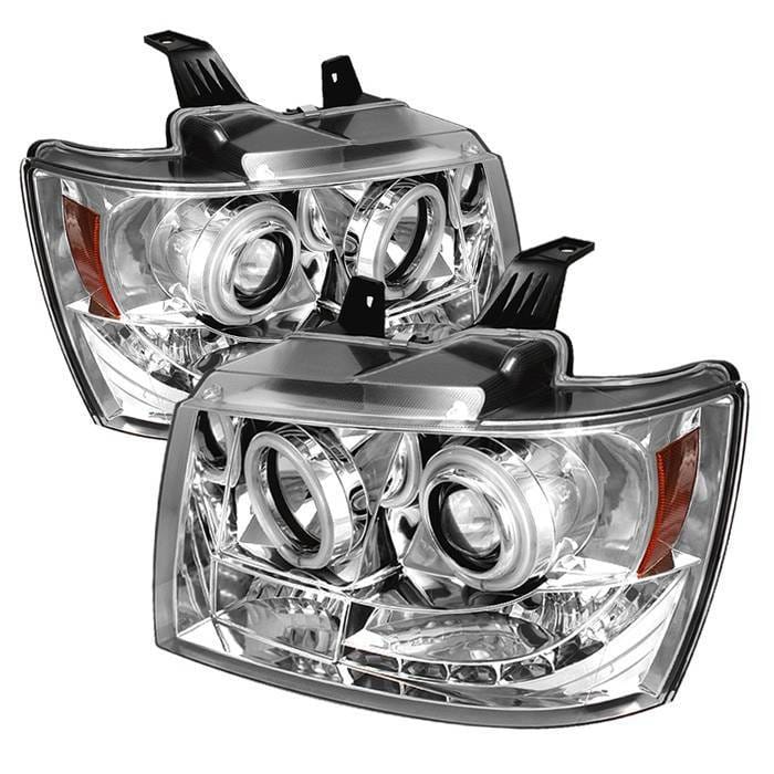 Chevrolet Avalanche Spyder Projector Headlights - CCFL Halo - LED - Chrome - 444-CSUB07-CCFL-C