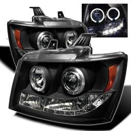 Chevrolet Avalanche Spyder Projector Headlights - LED Halo - LED - Black - 444-CSUB07-HL-BK