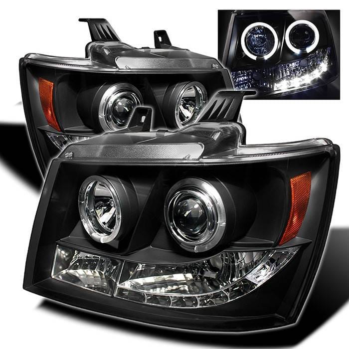 Chevrolet Avalanche Spyder Projector Headlights - LED Halo - LED - Black - 444-CSUB07-HL-BK
