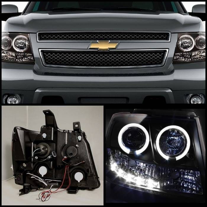 Chevrolet Avalanche Spyder Projector Headlights - LED Halo - LED - Black - 444-CSUB07-HL-BK thumbnail 2