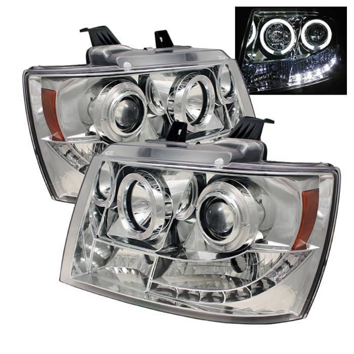 Chevrolet Avalanche Spyder Projector Headlights - LED Halo - LED - Chrome - 444-CSUB07-HL-C
