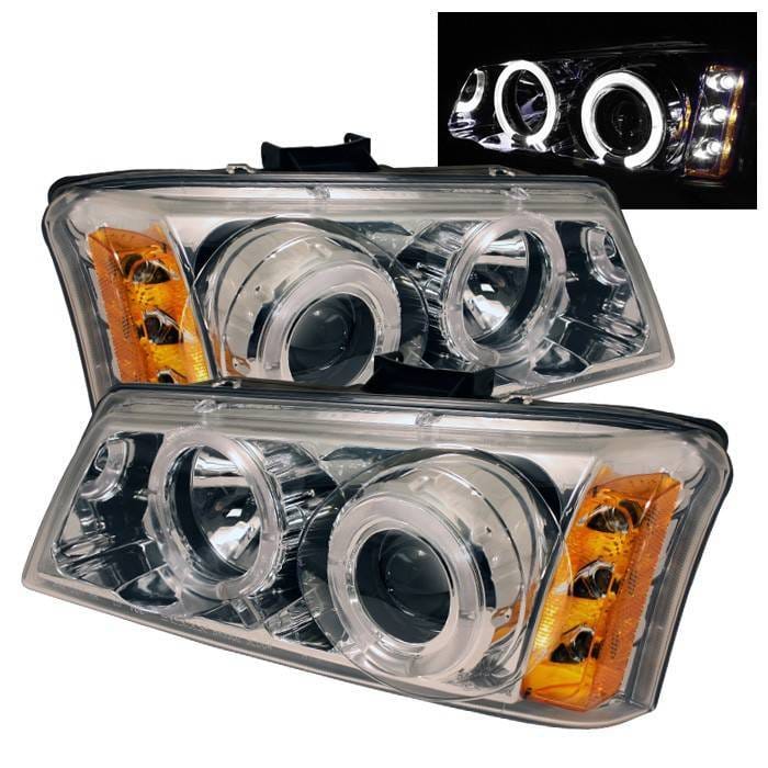 Chevrolet Avalanche Spyder Projector Headlights - LED Halo - LED - Amber Reflector - Chrome - 444-CS03-AM-C
