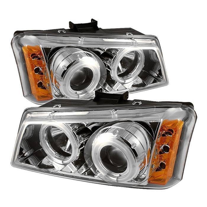 Chevrolet Silverado Spyder Projector Headlights - CCFL Halo - LED - Chrome - 444-CS03-CCFL-C