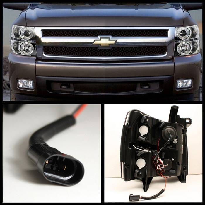 Chevrolet Silverado Spyder Projector Headlights - LED Halo - LED - Chrome - 444-CS07-HL-C thumbnail 2