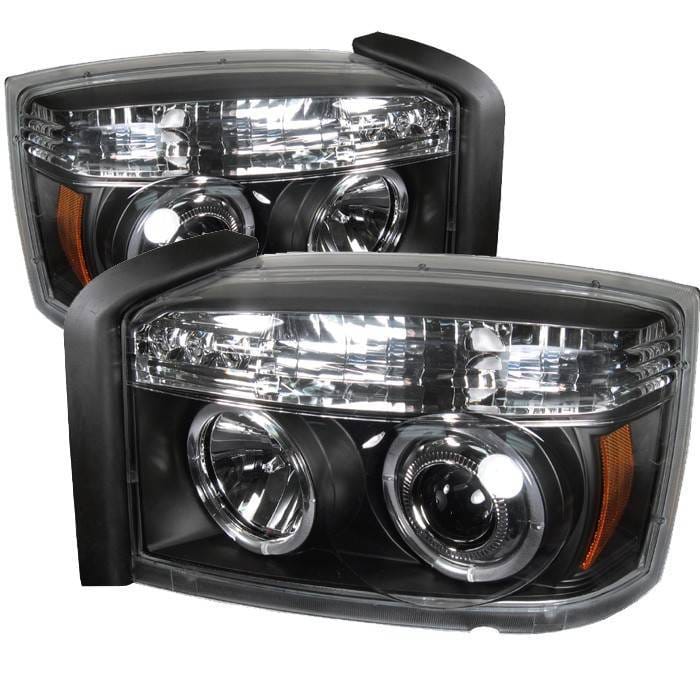 Dodge Dakota Spyder Projector Headlights - LED Halo - Black - 444-DDAK05-BK