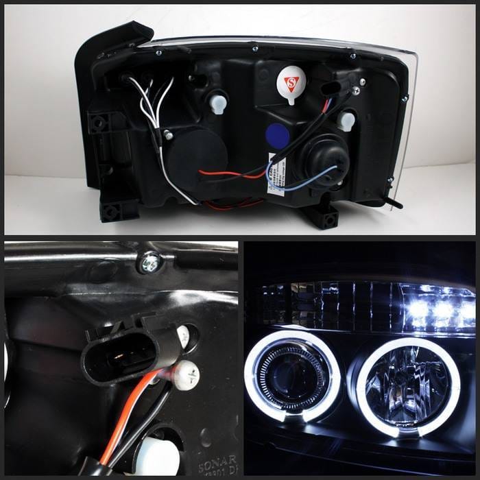 Dodge Dakota Spyder Projector Headlights - LED Halo - Black - 444-DDAK05-BK thumbnail 2