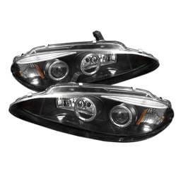 Dodge Intrepid Spyder Projector Headlights - LED Halo - Replaceable Eyebrow - Black - 444-DINT98-HL-BK