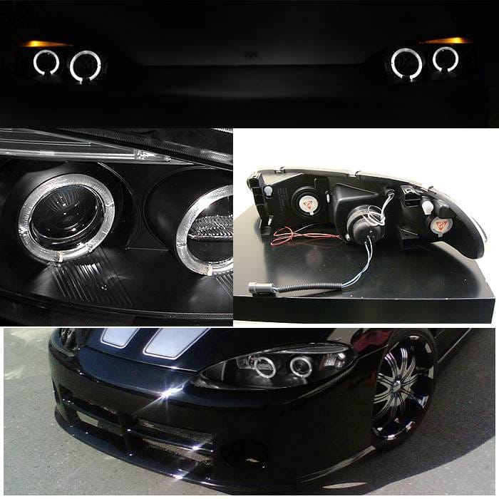 Dodge Intrepid Spyder Projector Headlights - LED Halo - Replaceable Eyebrow - Black - 444-DINT98-HL-BK thumbnail 2