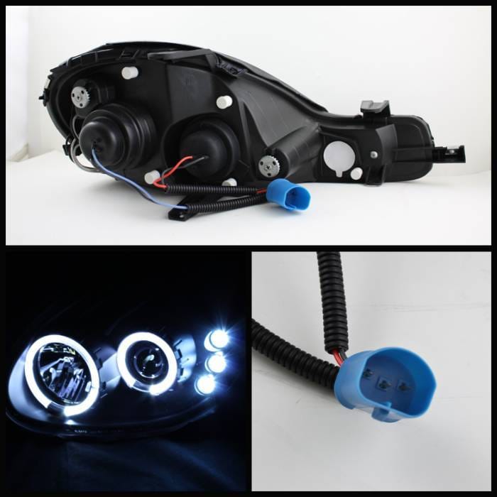 Dodge Neon Spyder Projector Headlights - LED Halo - LED - Black - 444-DN00-HL-BK thumbnail 2