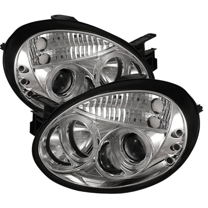 Dodge Neon Spyder Projector Headlights - LED Halo - LED - Chrome - 444-DN03-HL-C