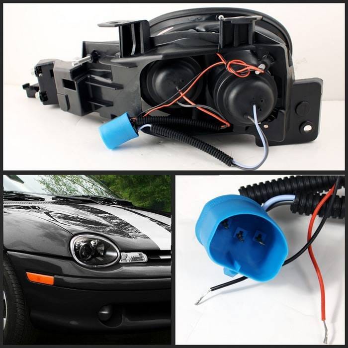 Dodge Neon Spyder Projector Headlights - LED Halo - Black - 444-DN95-HL-BK thumbnail 2