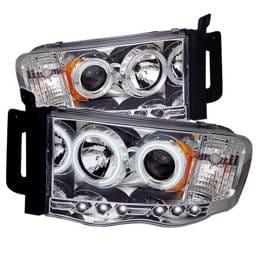 Dodge Ram Spyder Projector Headlights - CCFL Halo - LED - Chrome - 444-DR02-CCFL-C