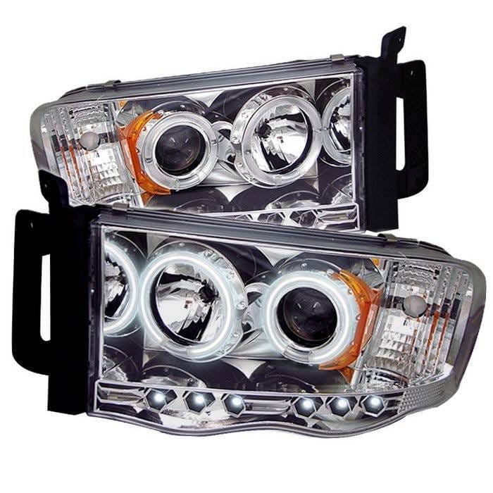 Dodge Ram Spyder Projector Headlights - CCFL Halo - LED - Chrome - 444-DR02-CCFL-C