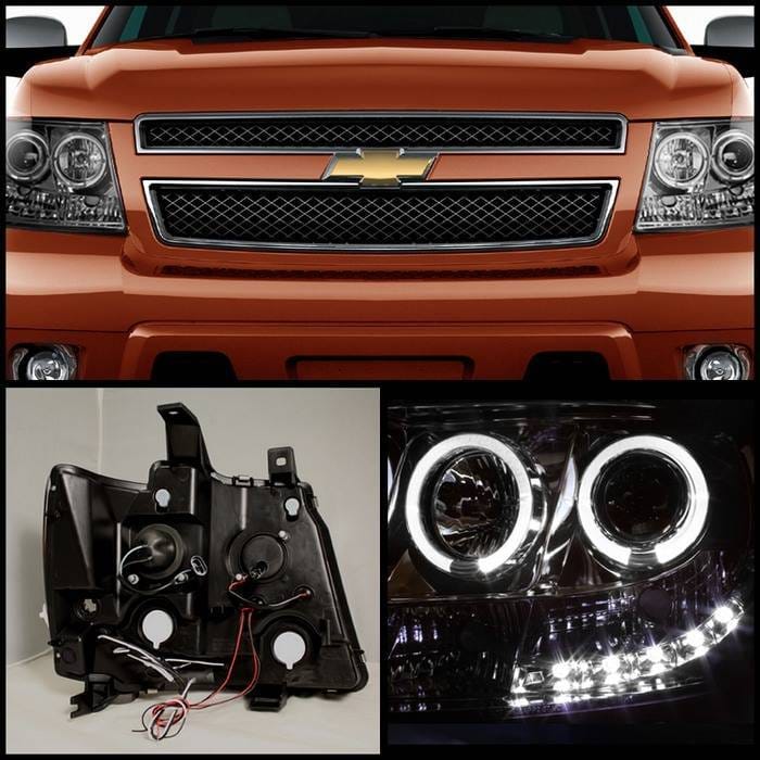 Chevrolet Suburban Spyder Projector Headlights - LED Halo - LED - Chrome - 444-CSUB07-HL-C thumbnail 2