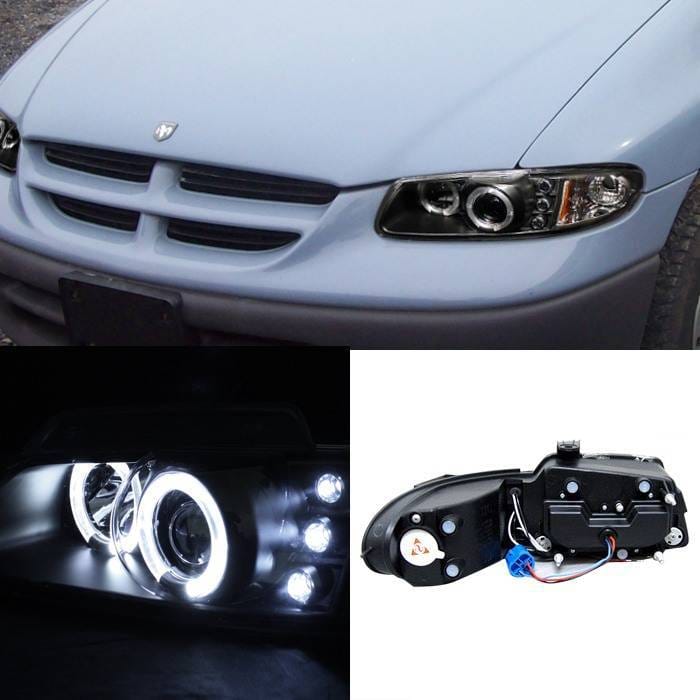 Chrysler Town Country Spyder Projector Headlights - LED Halo - Replaceable LEDs - Black - 444-DC96-BK thumbnail 2