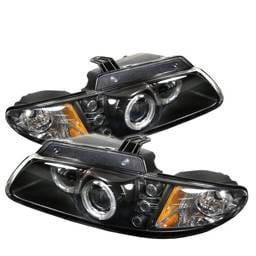 Chrysler Voyager Spyder Projector Headlights - LED Halo - Replaceable LEDs - Black - 444-DC96-BK
