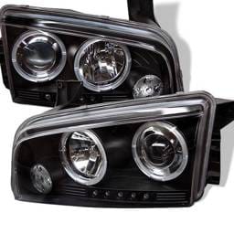 Dodge Charger Spyder Projector Headlights - LED Halo - LED - Black - 444-DCH05-LED-BK