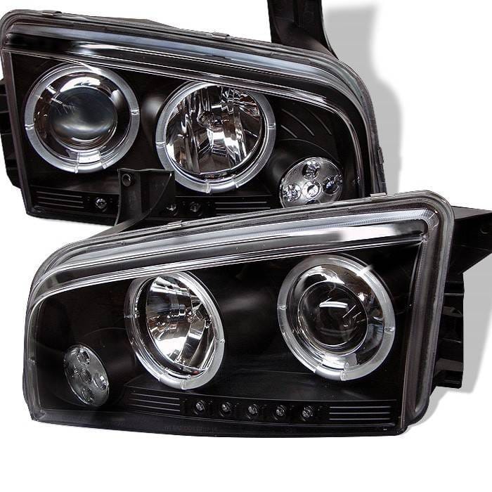 Dodge Charger Spyder Projector Headlights - LED Halo - LED - Black - 444-DCH05-LED-BK