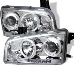 Dodge Charger Spyder Projector Headlights - LED Halo - LED - Chrome - 444-DCH05-LED-C