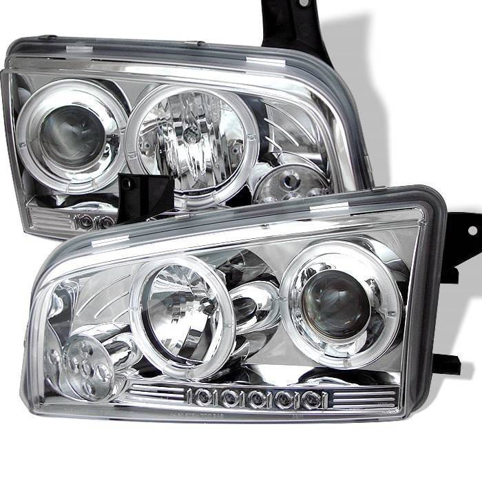 Dodge Charger Spyder Projector Headlights - LED Halo - LED - Chrome - 444-DCH05-LED-C