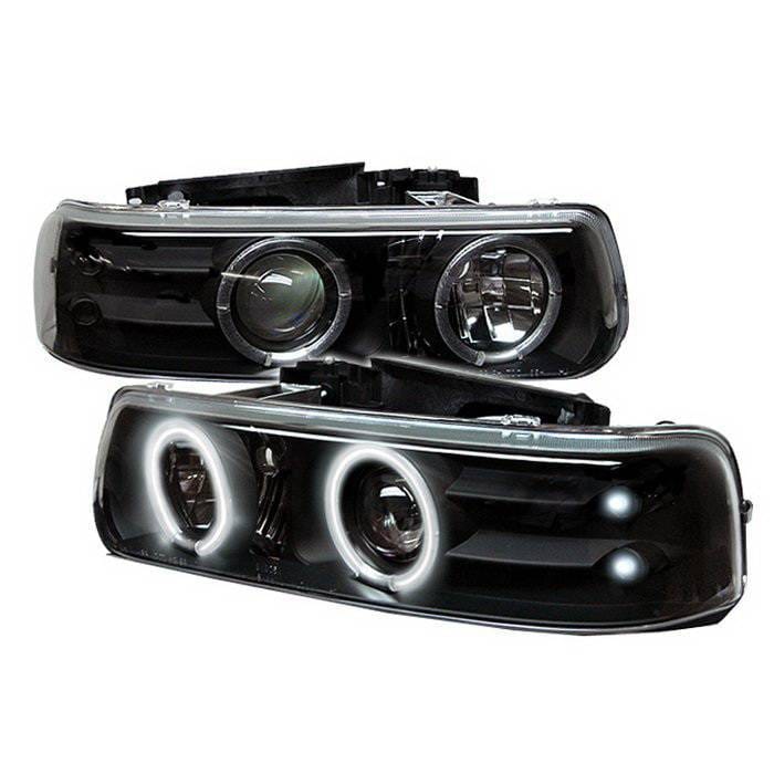Chevrolet Suburban Spyder CCFL LED Projector Headlights - Black - 444-DCH11-LTDRL-BK