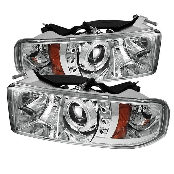 Dodge Ram Spyder Projector Headlights - LED Halo - LED - Chrome - 444-DR94-HL-AM-C