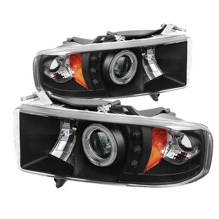 Dodge Ram Spyder Projector Headlights - CCFL Halo - LED - Black - 444-DR99-SP-CCFL-BK