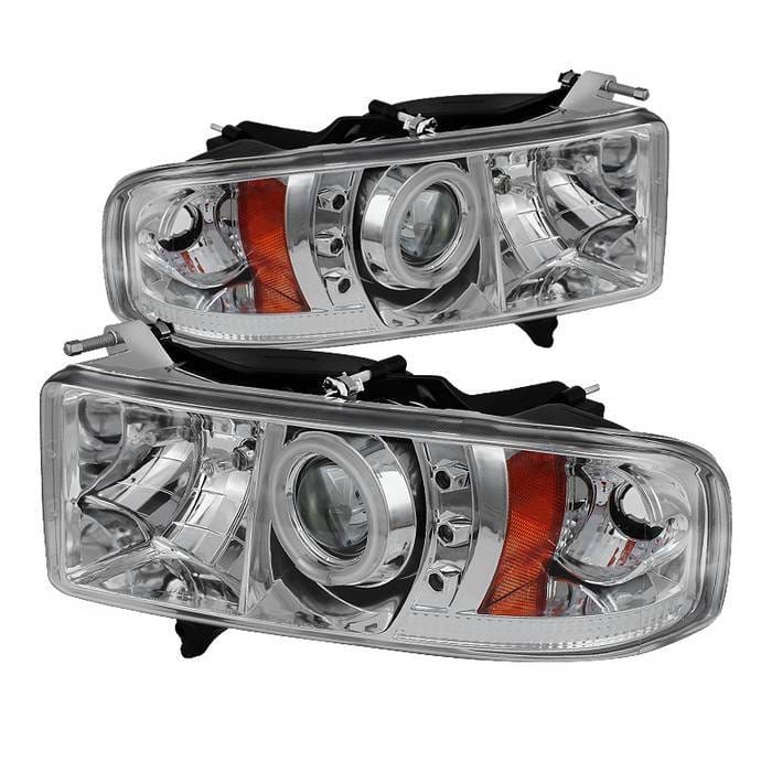 Dodge Ram Spyder Projector Headlights - CCFL Halo - LED - Chrome - 444-DR99-SP-CCFL-C