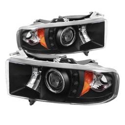 Dodge Ram Spyder Projector Headlights - LED Halo - LED - Black - 444-DR99-SP-HL-AM-BK