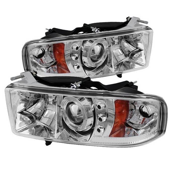 Dodge Ram Spyder Projector Headlights - LED Halo - LED - Chrome - 444-DR99-SP-HL-AM-C