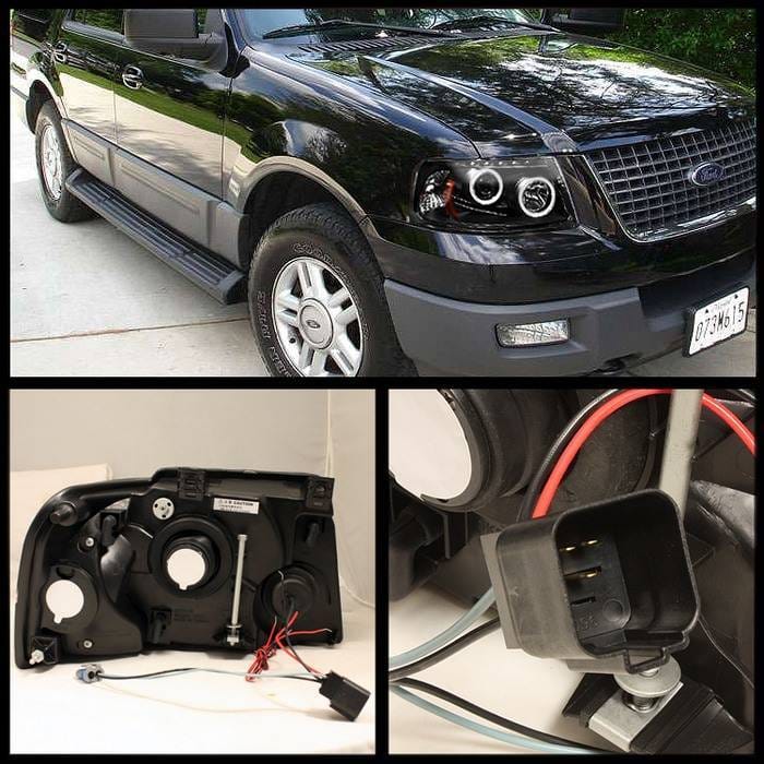 Ford Expedition Spyder Projector Headlights - LED Halo - LED - Black - 444-FE03-HL-BK thumbnail 2