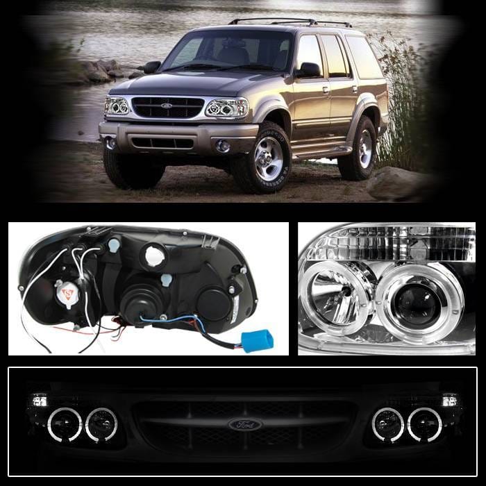 Ford Explorer Spyder Projector Headlights - LED Halo - Chrome - 1PC - 444-FEXP95-HL-1PC-C thumbnail 2