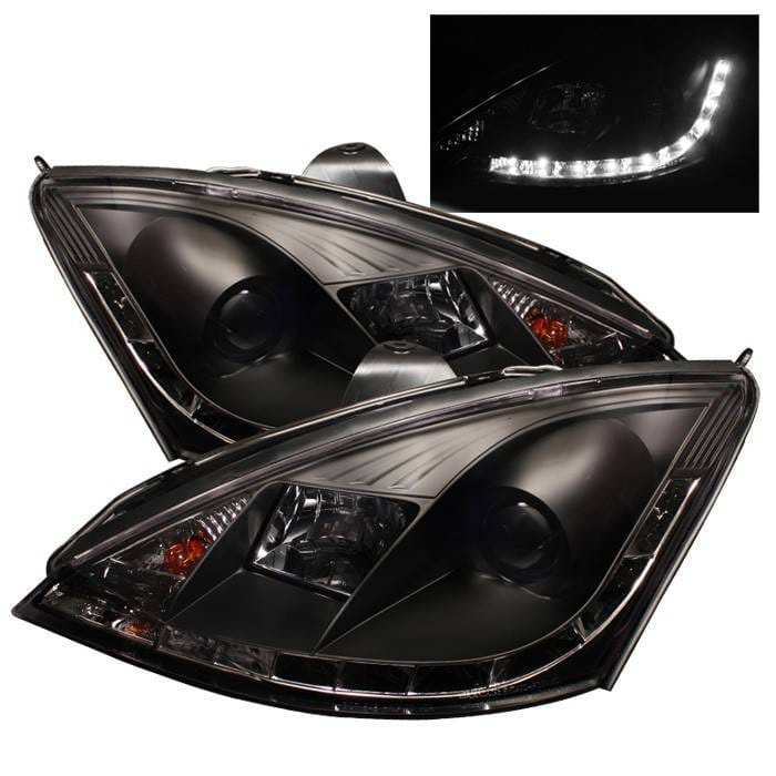 Ford Focus Spyder Projector Headlights - DRL - Black - 444-FF00-DRL-BK