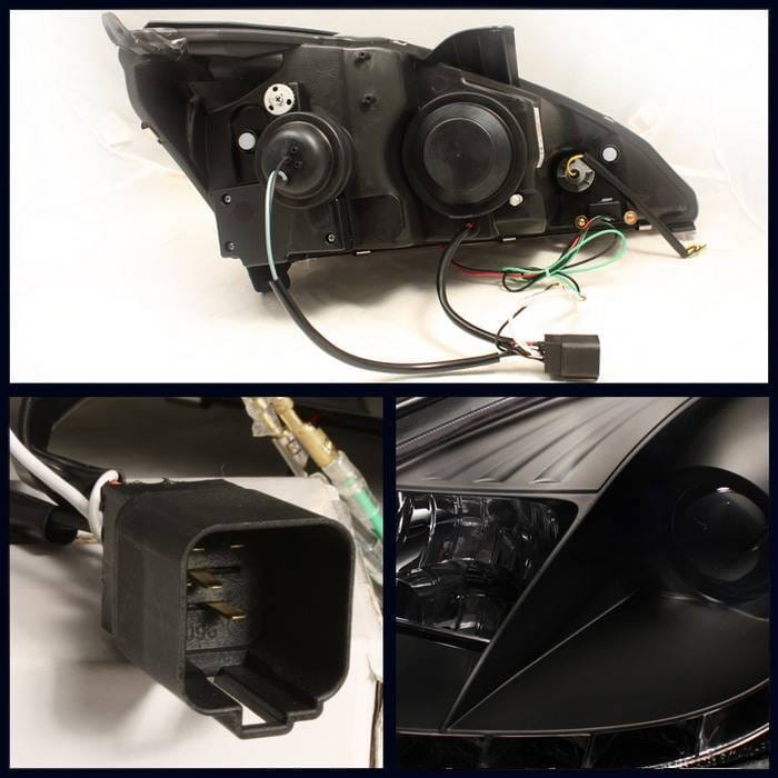 Ford Focus Spyder Projector Headlights - DRL - Black - 444-FF00-DRL-BK thumbnail 2