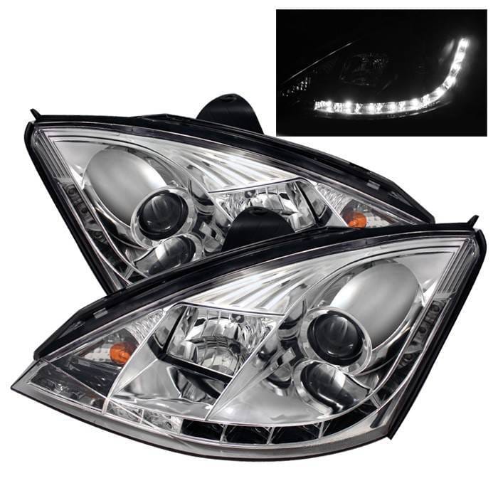 Ford Focus Spyder Projector Headlights - DRL - Chrome - 444-FF00-DRL-C