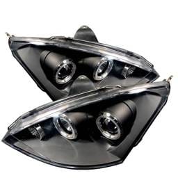 Ford Focus Spyder Projector Headlights - LED Halo - Black - 444-FF00-HL-BK