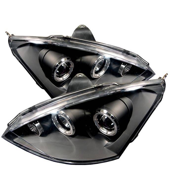 Ford Focus Spyder Projector Headlights - LED Halo - Black - 444-FF00-HL-BK