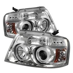 Ford F150 Spyder Projector Headlights - Version 2 - CCFL Halo - LED - Chrome - 444-FF15004-CCFL-G2-C