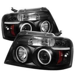 Ford F150 Spyder Projector Headlights - Version 2 - Halo - LED - Black - 444-FF15004--G2-BK