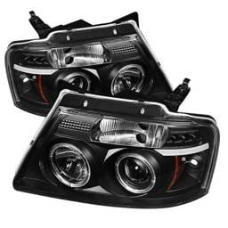 Ford F150 Spyder Projector Headlights - Version 2 - LED Halo - LED - Black - 444-FF15004-HL-G2-BK