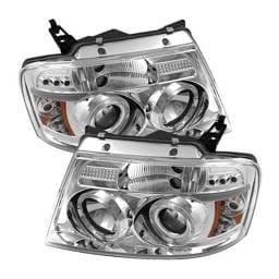 Ford F150 Spyder Projector Headlights - Version 2 - LED Halo - LED - Chrome - 444-FF15004-HL-G2-C