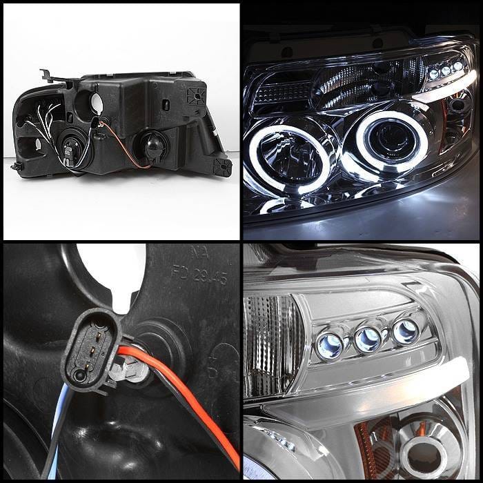 Ford F150 Spyder Projector Headlights - Version 2 - LED Halo - LED - Chrome - 444-FF15004-HL-G2-C thumbnail 2