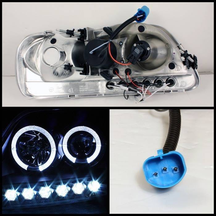 Ford F150 Spyder Projector Headlights - LED Halo - Amber Reflector - LED - Black - 1PC - 444-FF15097-1P-AM-BK thumbnail 2