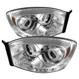 Dodge Ram Spyder Projector Headlights - CCFL Halo - LED - Chrome - 444-DR06-CCFL-C