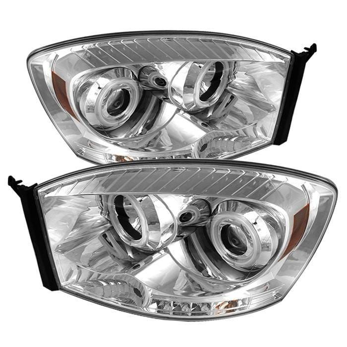 Dodge Ram Spyder Projector Headlights - CCFL Halo - LED - Chrome - 444-DR06-CCFL-C