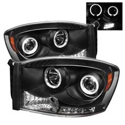 Dodge Ram Spyder Projector Headlights - LED Halo - LED - Black - 444-DR06-HL-BK