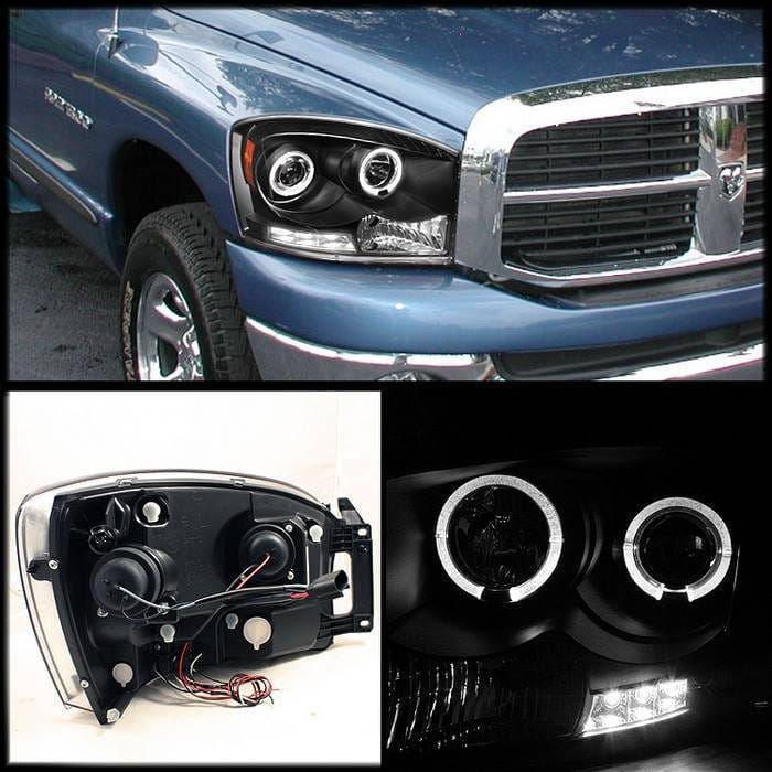 Dodge Ram Spyder Projector Headlights - LED Halo - LED - Black - 444-DR06-HL-BK thumbnail 2