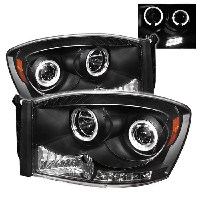 Dodge Ram Spyder Projector Headlights - LED Halo - LED - Black - 444-DR06-HL-BK
