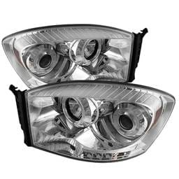 Dodge Ram Spyder Projector Headlights - LED Halo - LED - Chrome - 444-DR06-HL-C